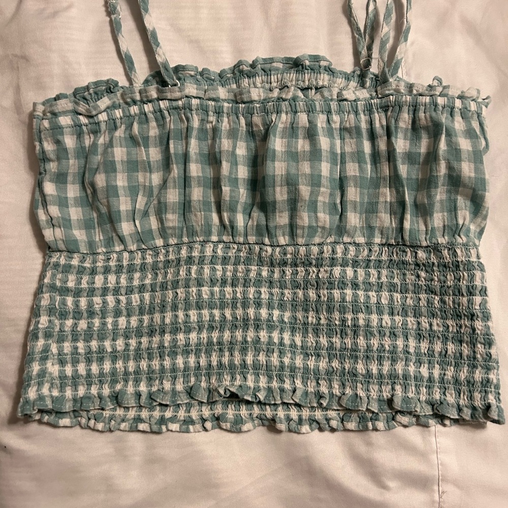 American Eagle green and white crop top